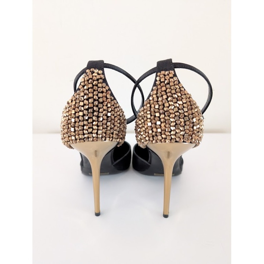 Burberry Black Satin‎ Alanson Stiletto Heels with Embellished Back Size 39 - Picture 5 of 13